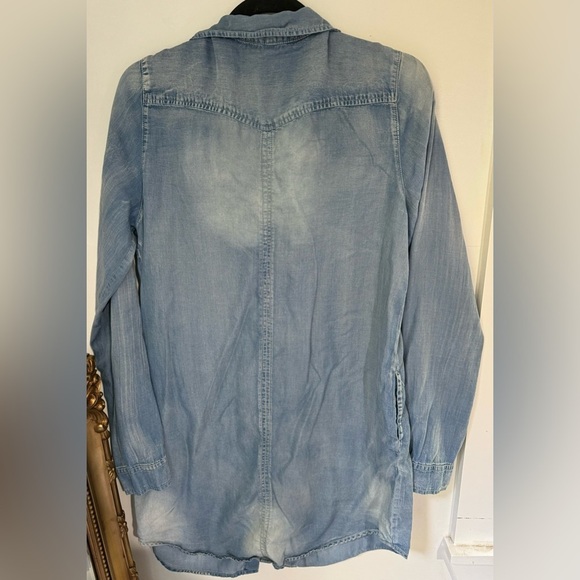 #326 Denim Button Up Dress long sleeve size L - Picture 2 of 3